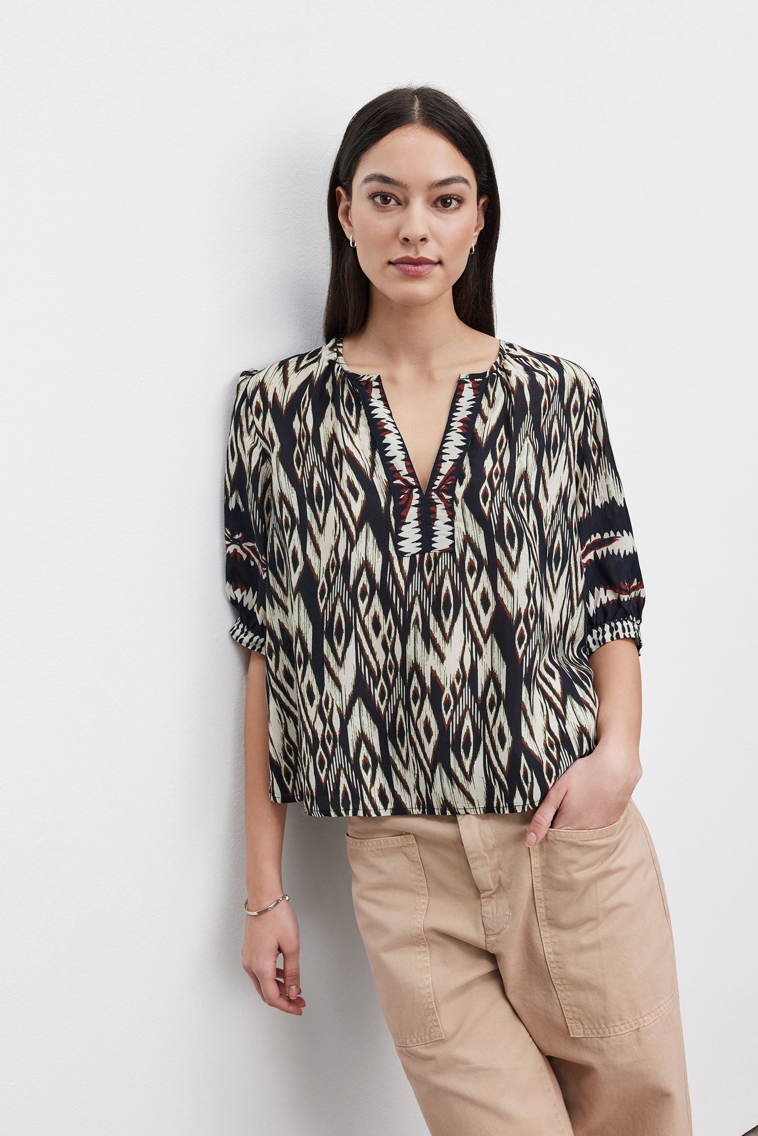 Vebeatrice Ikat Short Sleeve Top