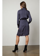 Load image into Gallery viewer, Vejuni Navy Silk Wrap Dress
