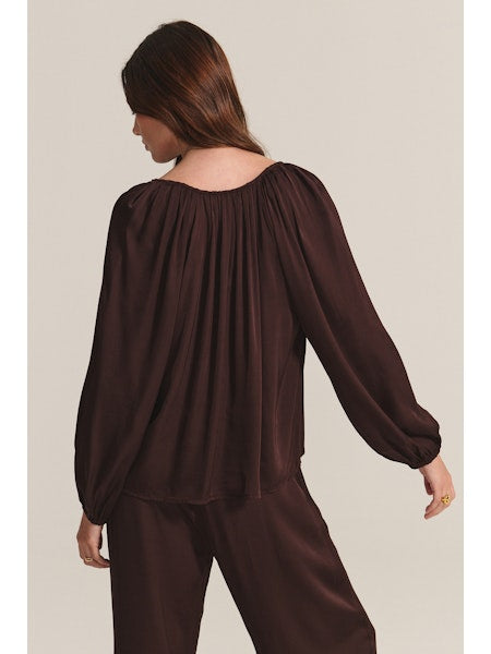 Velyla Brown Silky Blouse