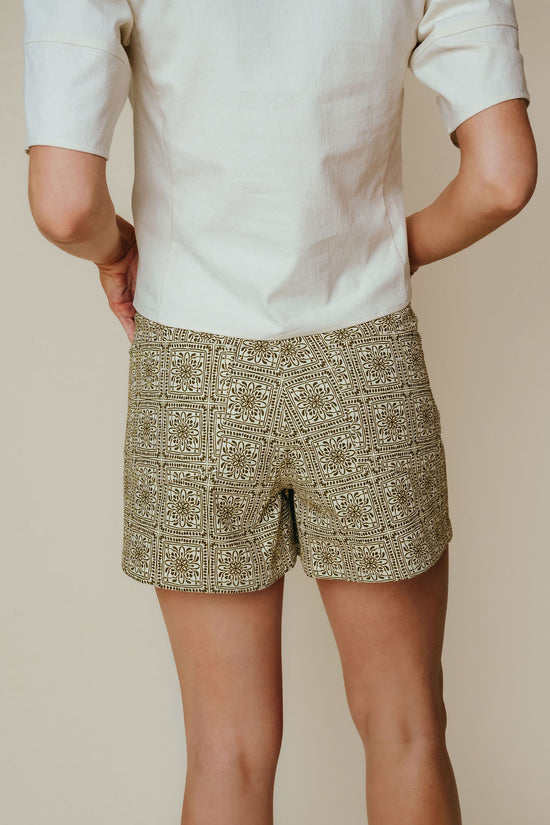 Las17 Green Flower Print Skort