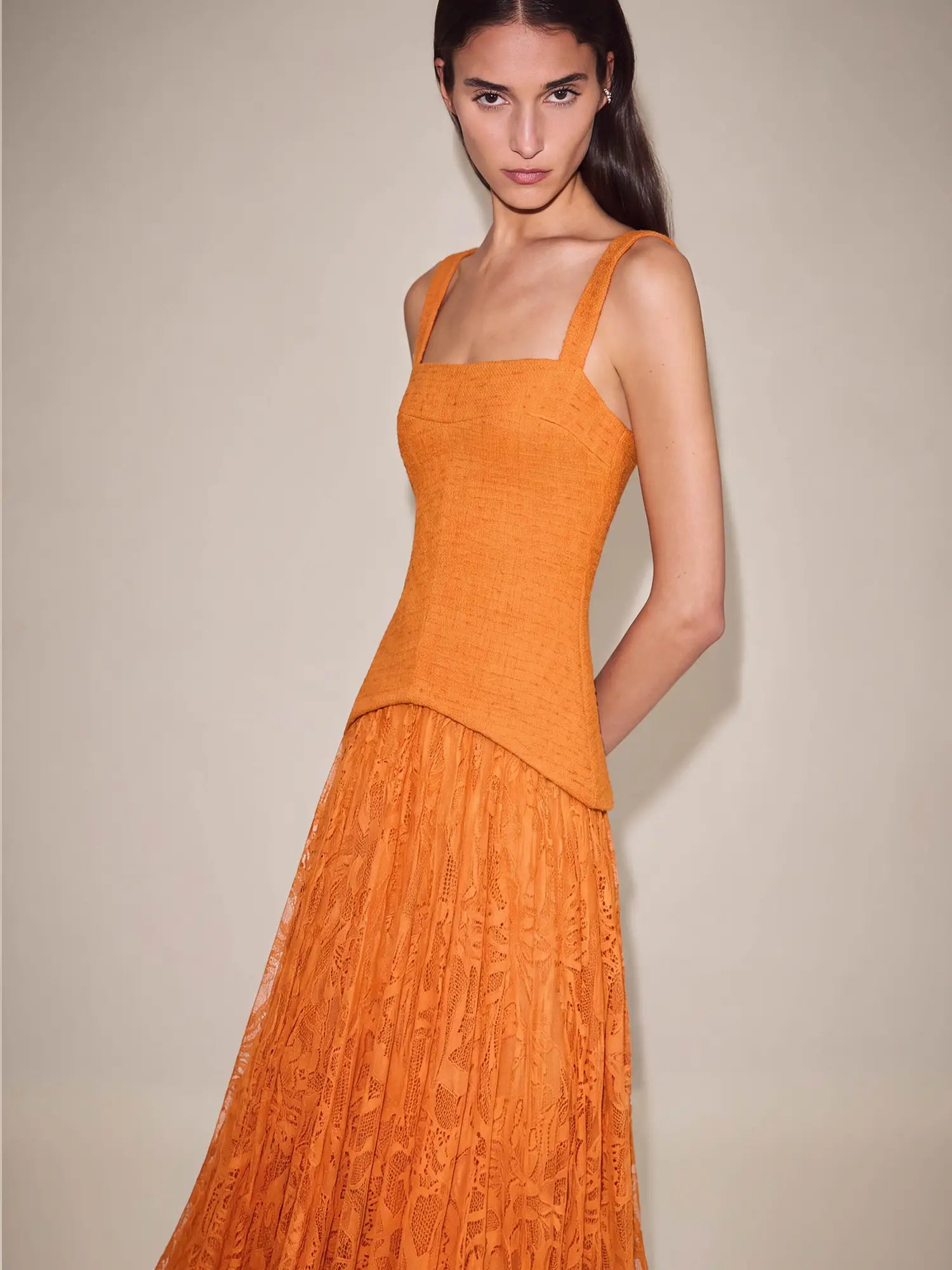 Al1092 Mireva Long Dress - Tangerine
