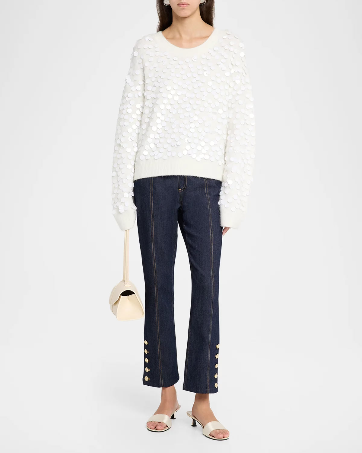 Ci1034b White Sequin Sweater
