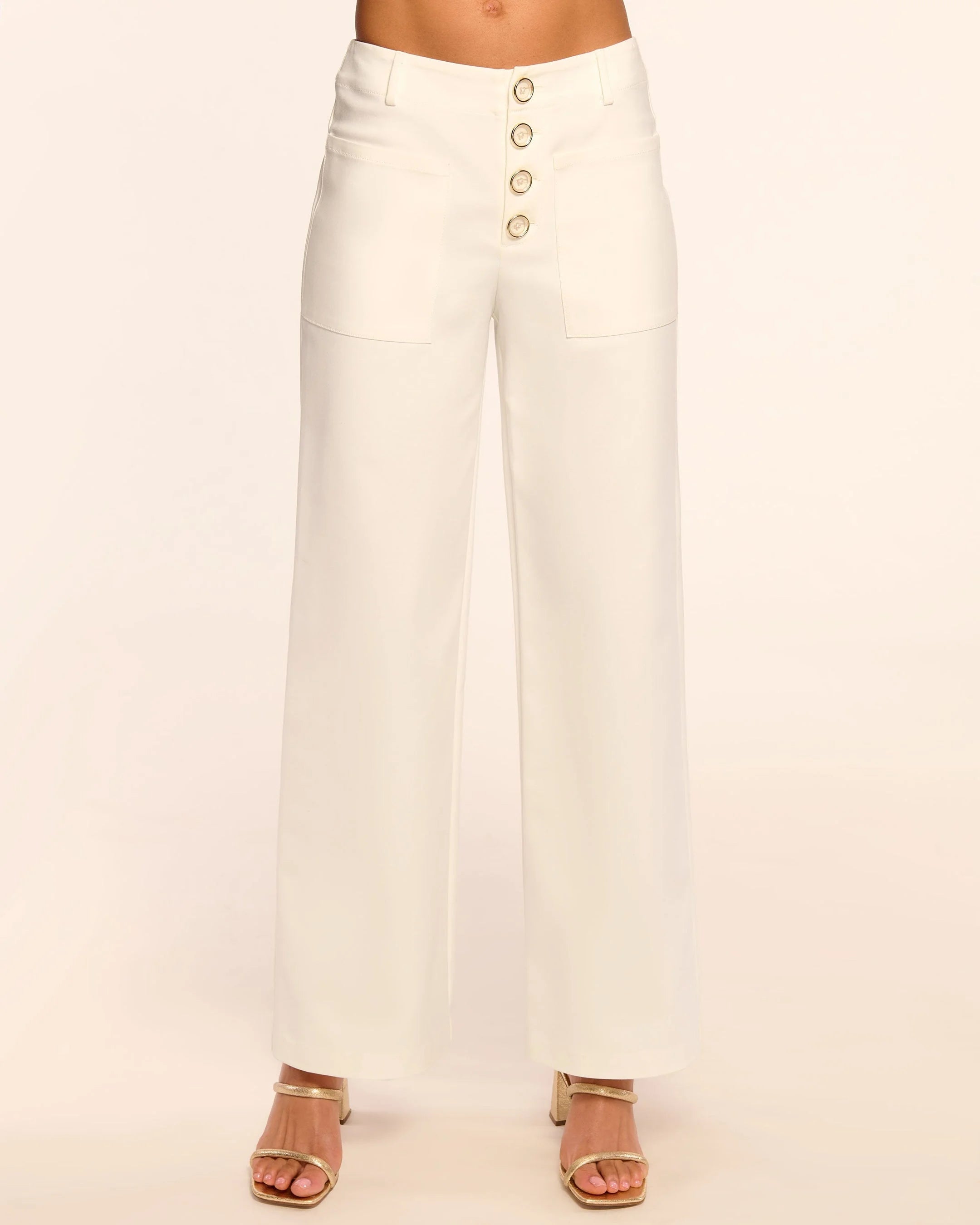 Ra5009 Ivory Cotton Ankle Pant