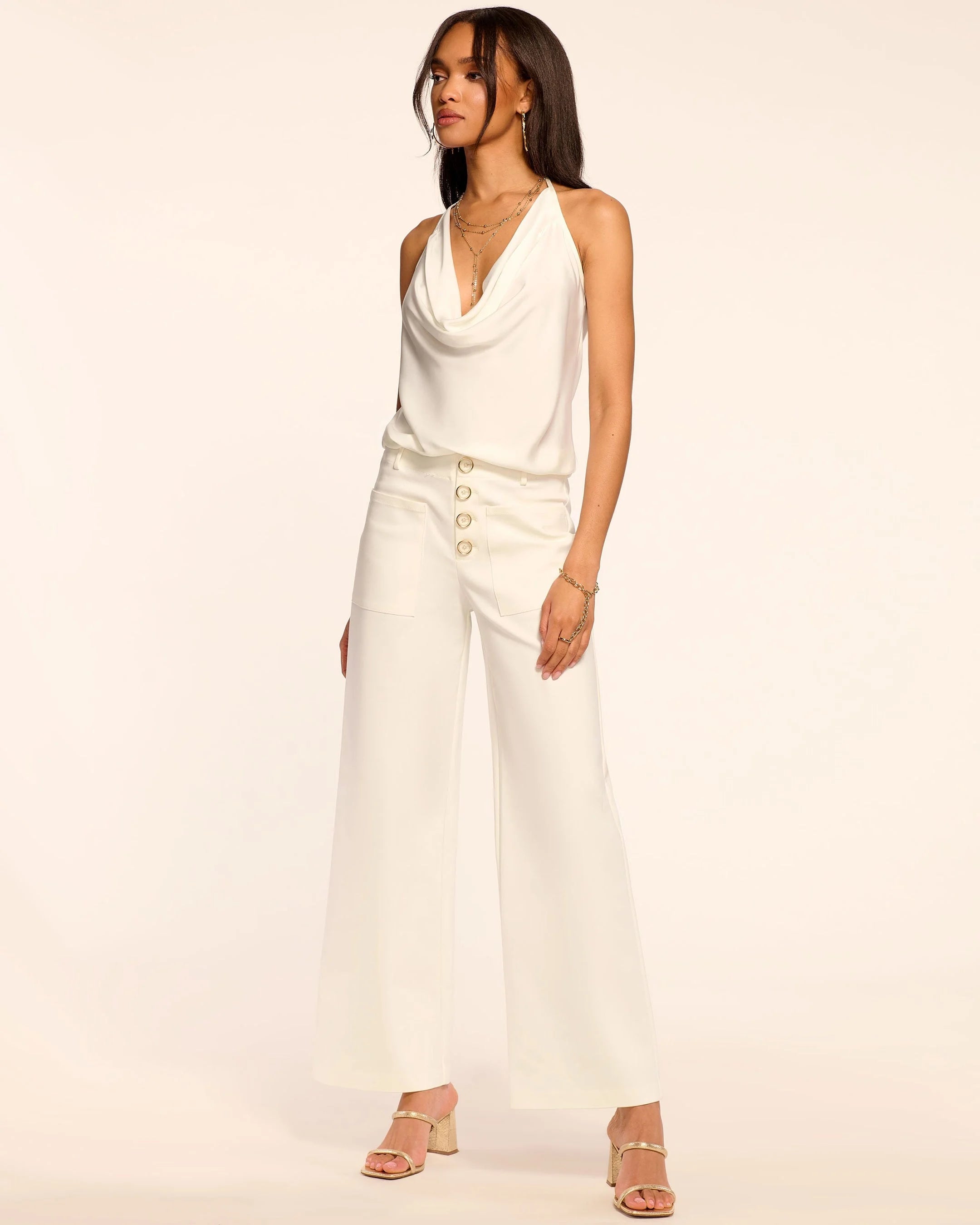Ra5009 Ivory Cotton Ankle Pant