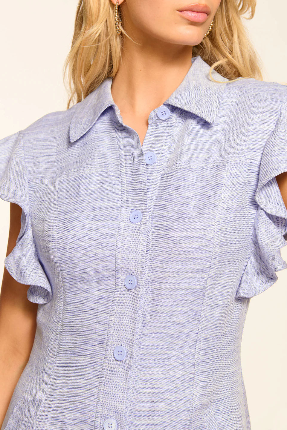 Ra04636 Blue Linen Dress