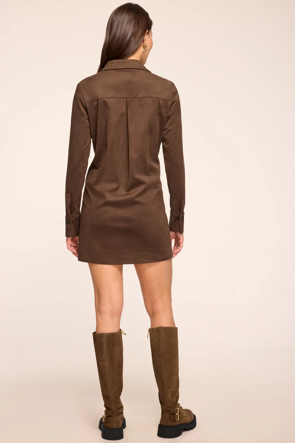 Raa3097 Brown Suede Shift Dress