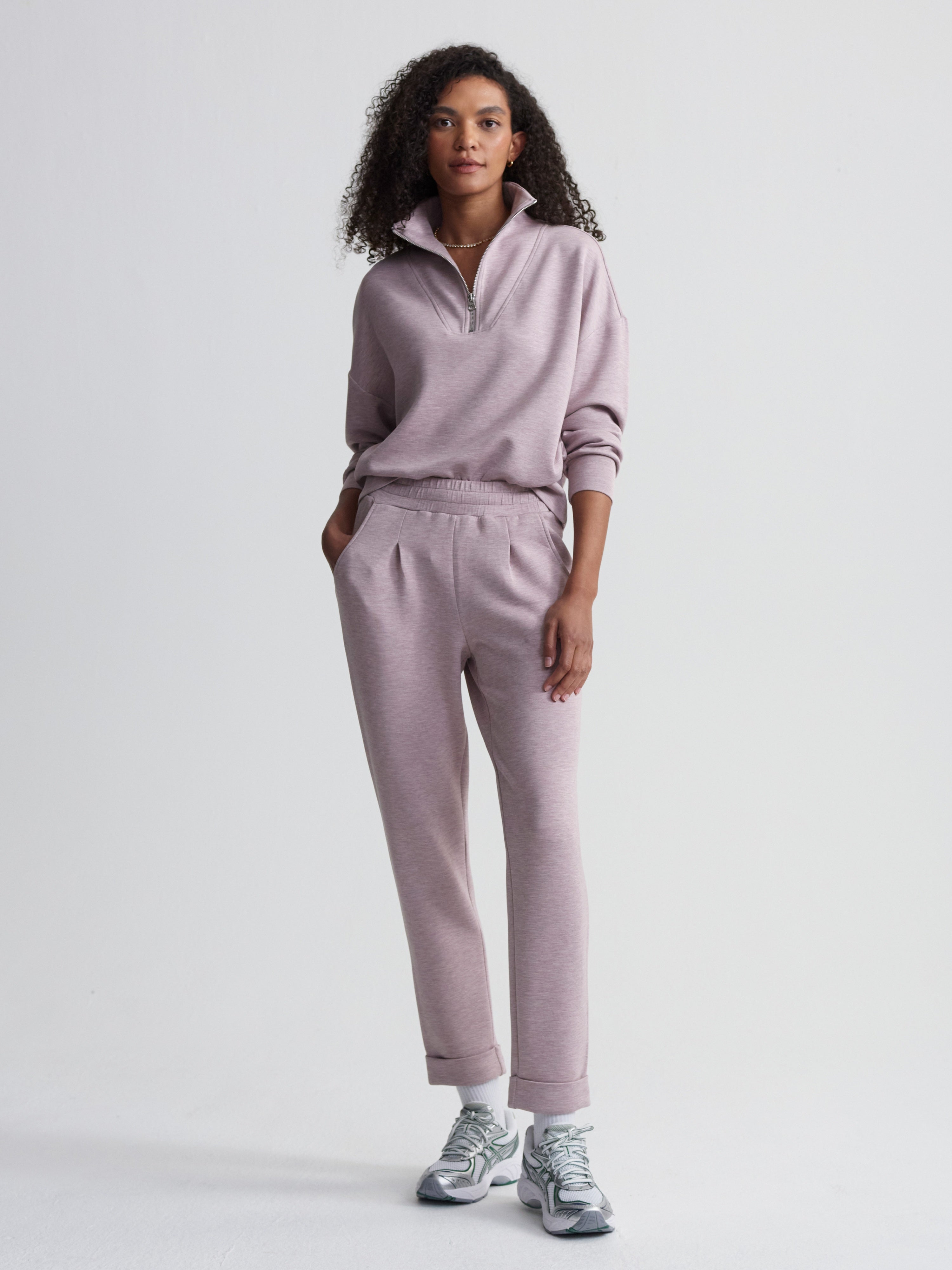 Va01922 Mauve Marl Cuffed Pant