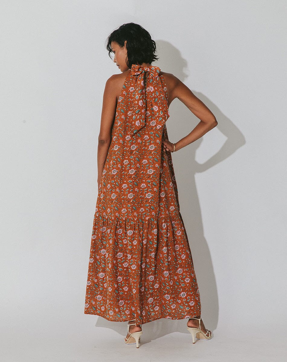 Clsp48057 Cleobella Terracotta Floral Maxi Dress