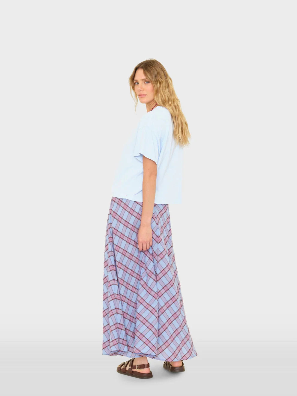 Xixp045 Plaid Maxi Skirt