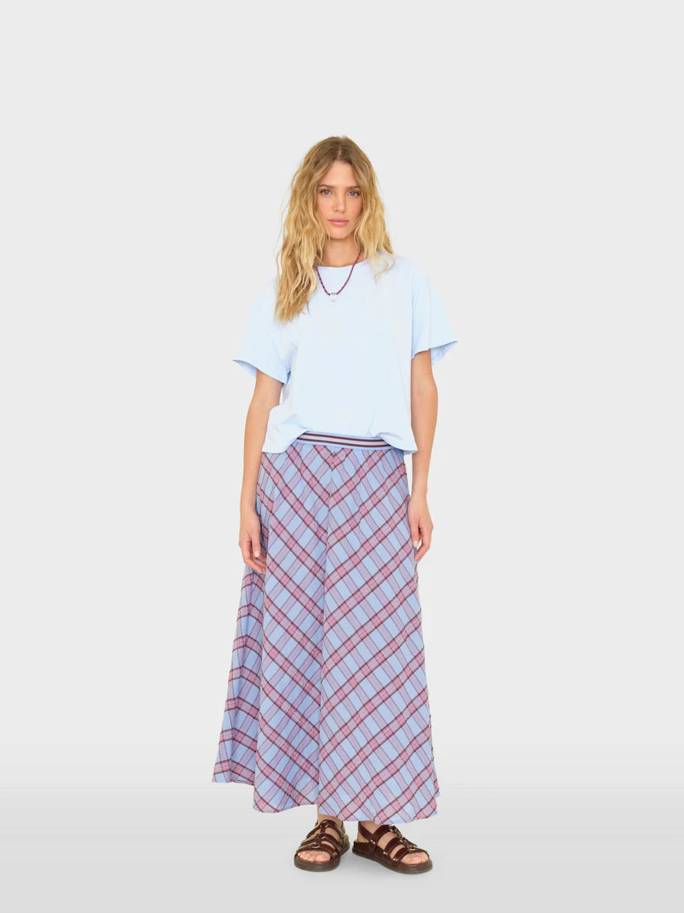 Xixp045 Plaid Maxi Skirt
