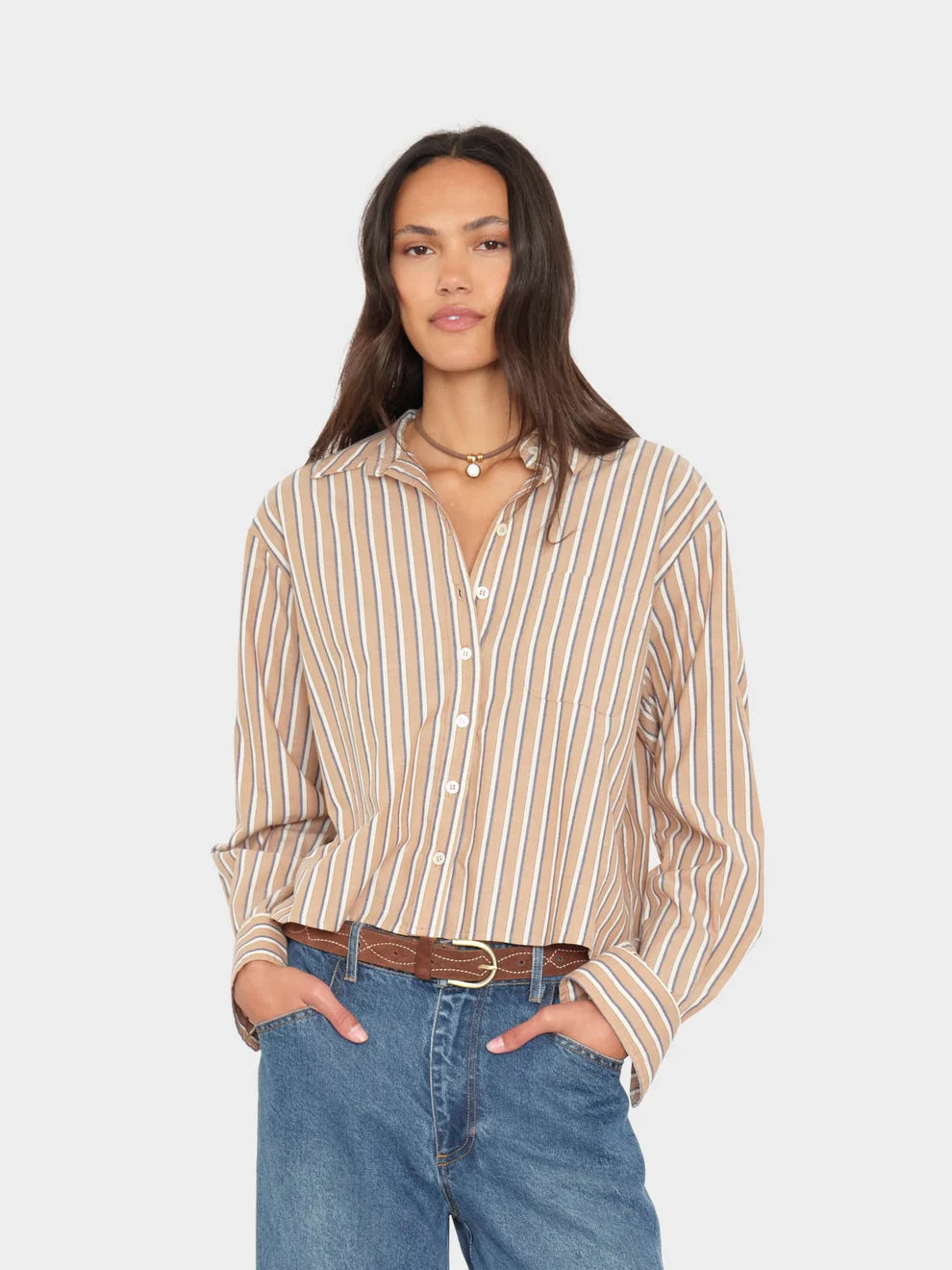 Xixs055 Hickory Stripe Button Down