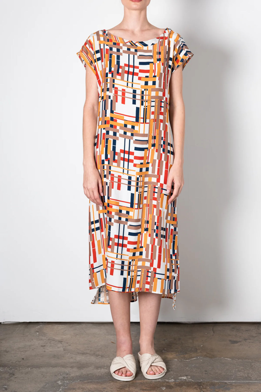 Eluriela Geo Print Silk Dress